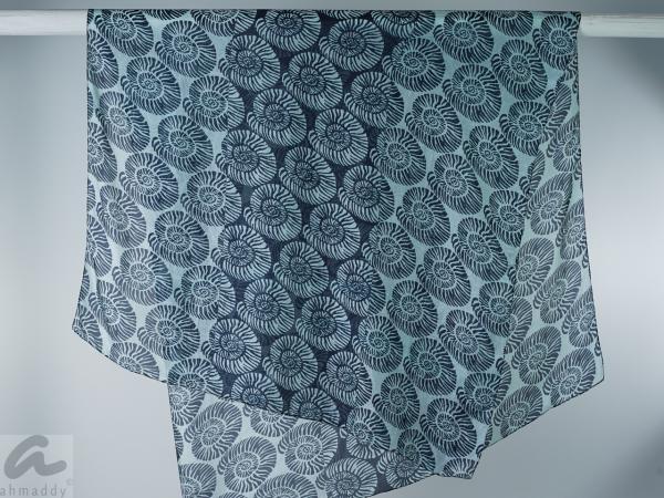 AHMADDY Seidentuch Ammonit navy blau mint